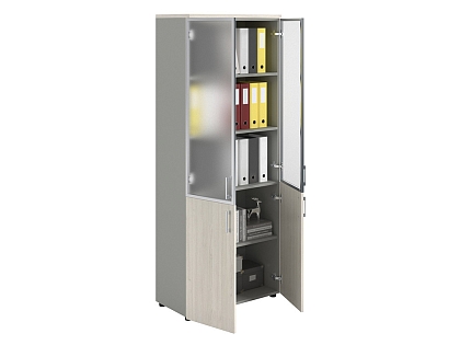 Ormar NV 2080 / 2G sa staklom belo drvo / sivo